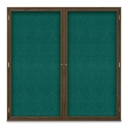 United Visual Products Sliding Door Indoor Enclosed Corkboard, 9 UV9029ACSH-WHITE-CINNABA